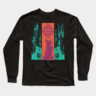 Meowsik Cover Album |  Retro Cat music Liquid vibes Long Sleeve T-Shirt